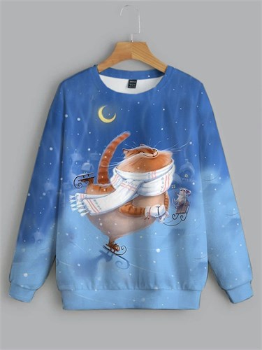 Футер 2х Зимний кот, купон 1012475 Футер 2х Зимний кот, купон 1012475