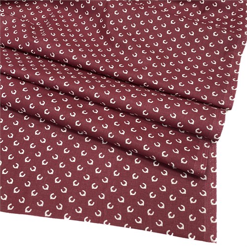 Ткань перкаль Подкова на бордовом 2016052