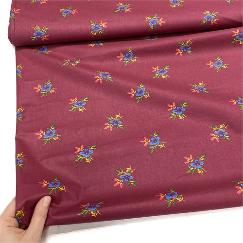 Ткань перкаль Романтика на бордовом 2016054