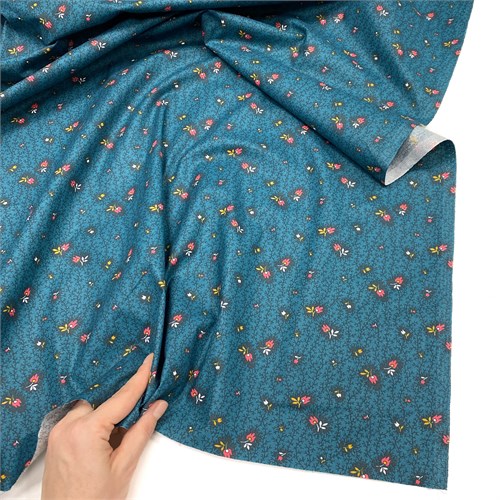 Ткань перкаль Цветочки на изумрудном 2016061