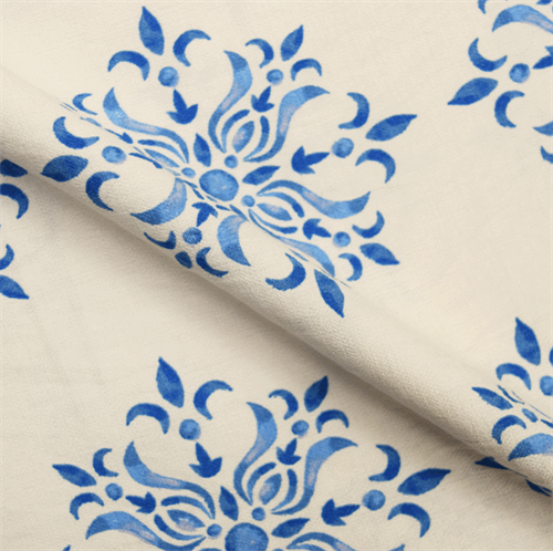 Костюмная ткань крэш Бохо Узор голубой 2081056