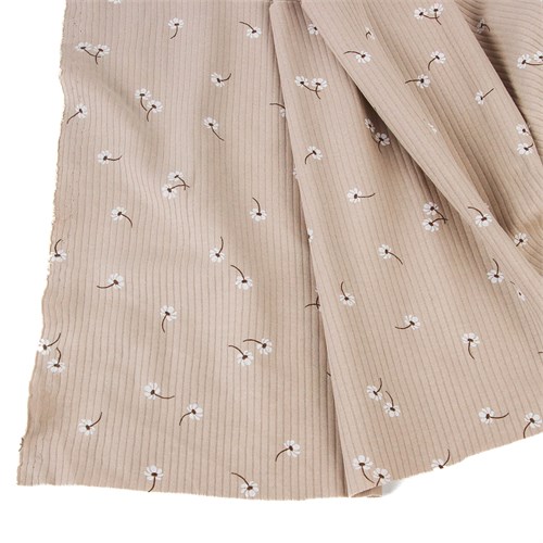 Интерлок рубчик Маргаритки на кофейном 1022270