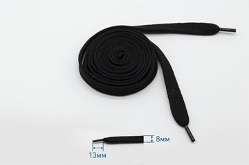 Шнурок плоский Чёрный, 8мм х 150см