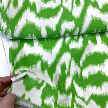 Костюмная ткань крэш Бохо Абстракция зелёная