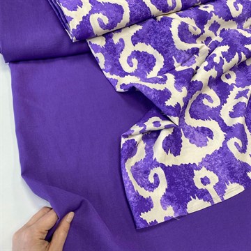 Костюмная ткань крэш Бохо Орнамент фиолетовый