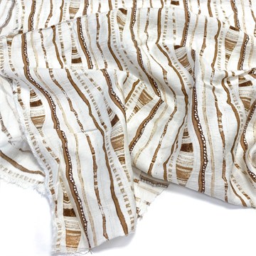 Костюмная ткань крэш Бохо Полоска коричневая 2081054