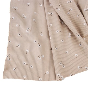 Интерлок рубчик Маргаритки на кофейном 1022270