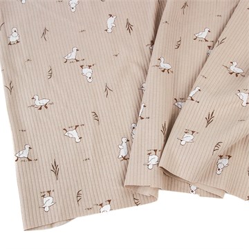 Интерлок рубчик Утята на кофейном 1022271